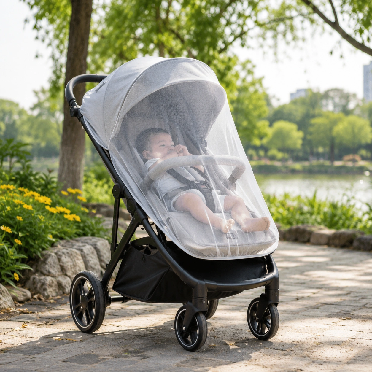 Baby mosquito net used for stroller protection