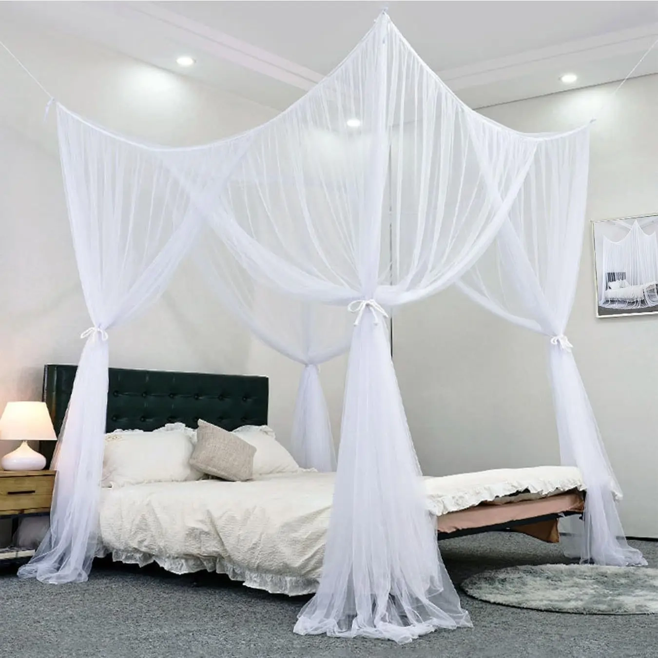 Quadrangle Double-Opening Bed Mosquito Net - Image 6