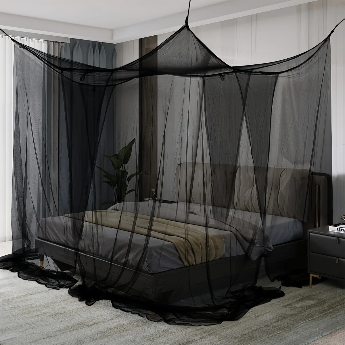Quadrangle Double-Opening Bed Mosquito Net - Image 3