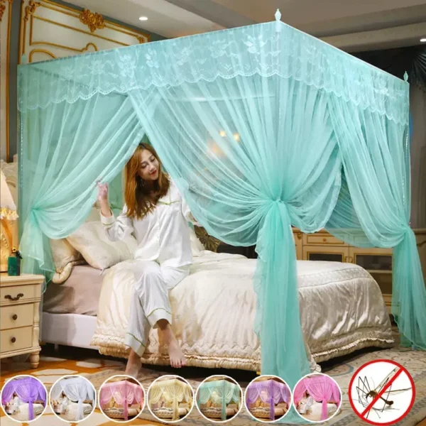 Lace Pleated Square Bed Mosquito Net